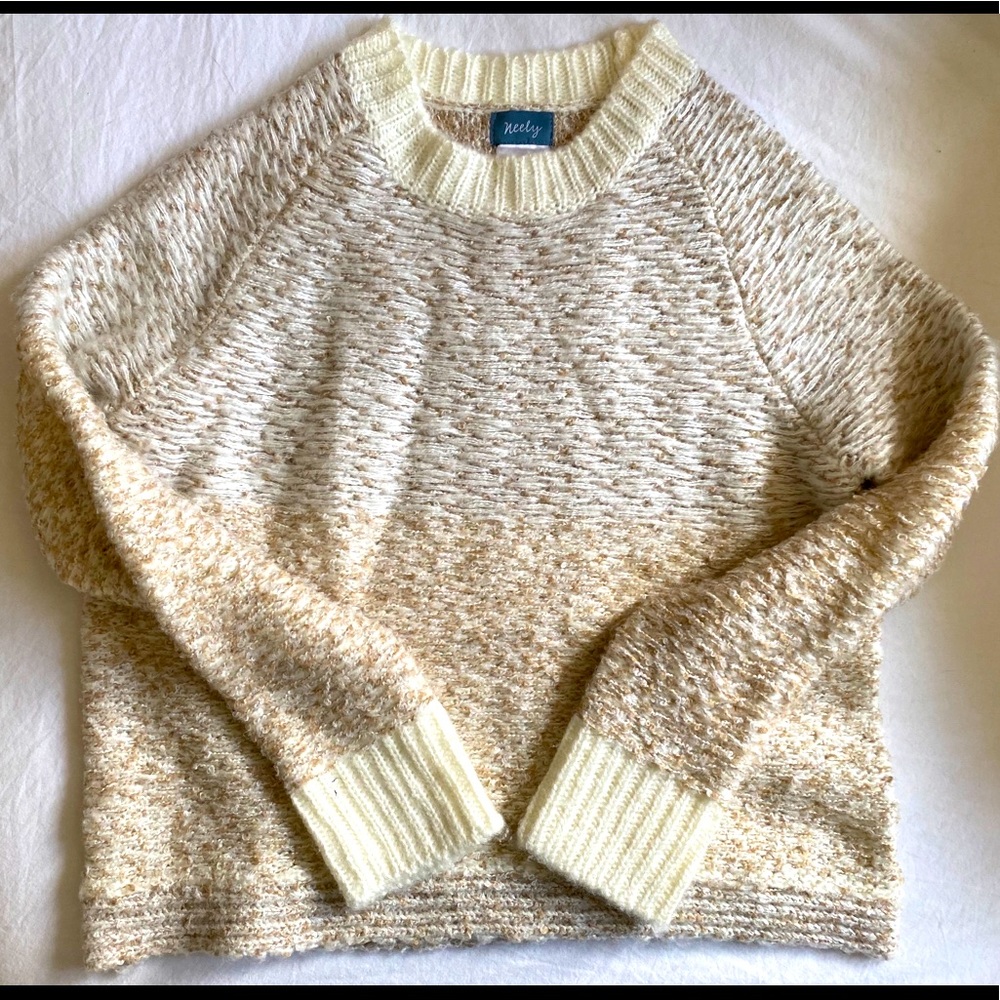 Neutral woven knit sweater